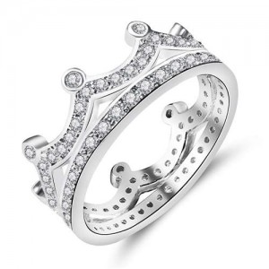 French Romantic Shining Crown Design Women Wedding Ring