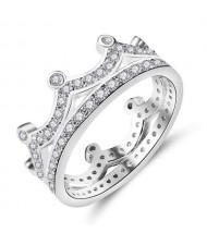 French Romantic Shining Crown Design Women Wedding Ring