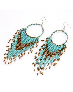 Bohemian Beads String Fashion Earrings - Light Blue