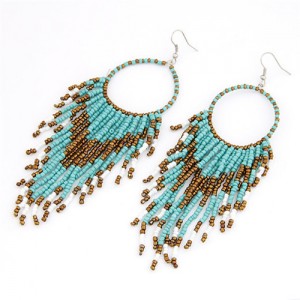 Bohemian Beads String Fashion Earrings - Light Blue
