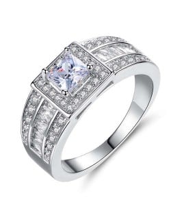 Business Style Luxurious Domineering Design Wide Version Men's Cubic Zirconia Ring