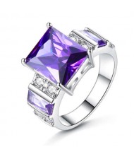 Luxurious Exaggerated Style Square Shape Amethyst Wholesale Fashion Women Ring