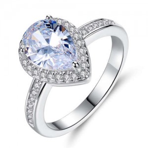 Vintage Water Drop Plain Design Luxurious Women Wedding Ring