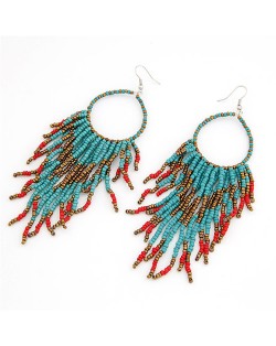 Bohemian Beads String Fashion Earrings - Dark Blue