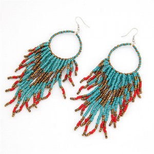 Bohemian Beads String Fashion Earrings - Dark Blue