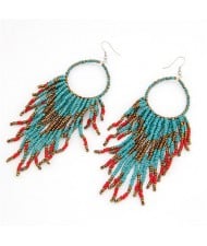 Bohemian Beads String Fashion Earrings - Dark Blue