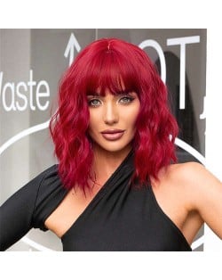 European and U.S. High Fashion Red Bob Style Short Curly Hair Synthetic Women Wig