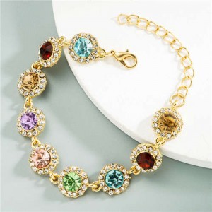Colorful Sun Flowers Design Bling Rhinestone Women Wholesale Costume Bracelet