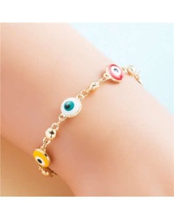 Popular Eyes Design Colorful Beads Charm Women Wholesale Bracelet - Round