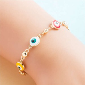 Popular Eyes Design Colorful Beads Charm Women Wholesale Bracelet - Round