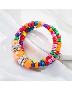 Vintage Vacation Beach Style Fashion Colorful Wooden Beads Wholesale Bracelet