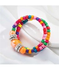 Vintage Vacation Beach Style Fashion Colorful Wooden Beads Wholesale Bracelet