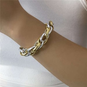 Two Tone Design Patchwork Fashion Punk Wholesale Bracelet
