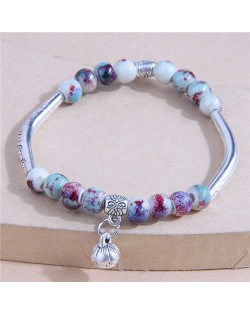 Flower Pendant Alloy and Beads Design Women Vintage Wholesale Bracelet