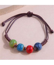 Colorful Beads Vintage Rope Weaving Minimalist Women Wholesale Bracelet