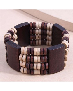 Bohemian Fashion Ethnic Style Wide Style Wooden Wholesale Bangle - White