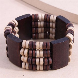 Bohemian Fashion Ethnic Style Wide Style Wooden Wholesale Bangle - White