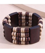 Bohemian Fashion Ethnic Style Wide Style Wooden Wholesale Bangle - White