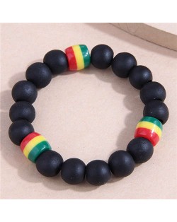 Popular Ethnic Style Simple Wooden Beads Wholesale Costume Bracelet - Black