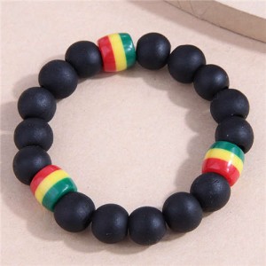 Popular Ethnic Style Simple Wooden Beads Wholesale Costume Bracelet - Black