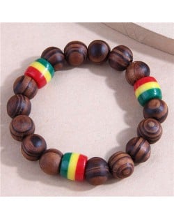 Popular Ethnic Style Simple Wooden Beads Wholesale Costume Bracelet - Brown