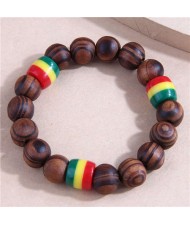 Popular Ethnic Style Simple Wooden Beads Wholesale Costume Bracelet - Brown