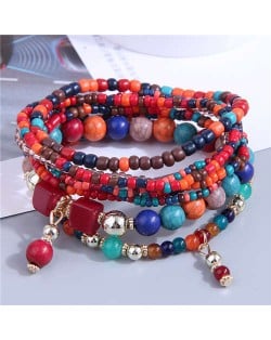 U.S. Fashion Bohemian Style Multilayer Beads Women Wholesale Bracelet - Multicolor