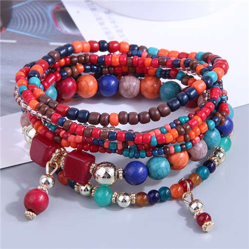 U.S. Fashion Bohemian Style Multilayer Beads Women Wholesale Bracelet Multicolor