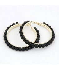 Star Fashion Black Pearl Hoop Earrings