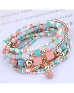 U.S. Fashion Bohemian Style Multilayer Beads Women Wholesale Bracelet - Light Colorful