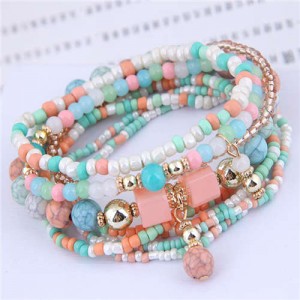 U.S. Fashion Bohemian Style Multilayer Beads Women Wholesale Bracelet - Light Colorful