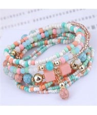 U.S. Fashion Bohemian Style Multilayer Beads Women Wholesale Bracelet - Light Colorful