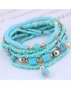 U.S. Fashion Bohemian Style Multilayer Beads Women Wholesale Bracelet - Green