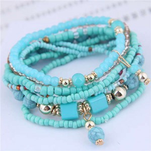 U.S. Fashion Bohemian Style Multilayer Beads Women Wholesale Bracelet - Green