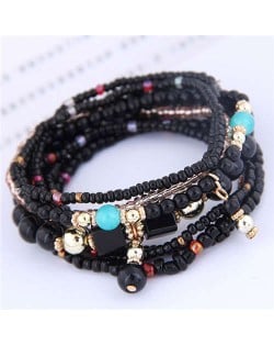 U.S. Fashion Bohemian Style Multilayer Beads Women Wholesale Bracelet - Black