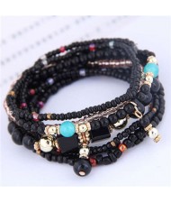 U.S. Fashion Bohemian Style Multilayer Beads Women Wholesale Bracelet - Black