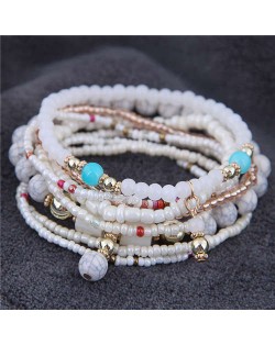 U.S. Fashion Bohemian Style Multilayer Beads Women Wholesale Bracelet - White