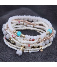 U.S. Fashion Bohemian Style Multilayer Beads Women Wholesale Bracelet - White