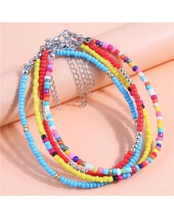 Summer Beach Popular Multicolor Beads Boho Fashion Multi-layer Women Wholesale Anklet