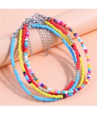 Summer Beach Popular Multicolor Beads Boho Fashion Multi-layer Women Wholesale Anklet