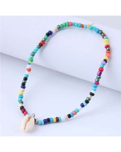 Vintage Style Colorful Beads Sea Shell Pendant Beach Fashion Women Wholesale Anklet