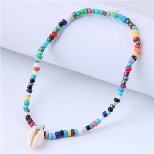 Vintage Style Colorful Beads Sea Shell Pendant Beach Fashion Women Wholesale Anklet