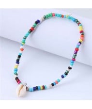 Vintage Style Colorful Beads Sea Shell Pendant Beach Fashion Women Wholesale Anklet