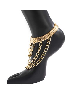 Three-layer Chain Tassel High Fashion Alloy Wholesale Anklet - Golden