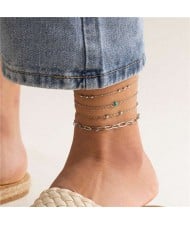 Vintage Ethnic Style Turquoise Decorated Simple Four-layers Bohemian Fashion Wholesale Anklet - Vintage