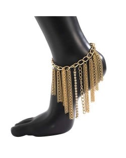 American Fashion Design Alloy Chains Tassel Wholesale Anklet - Golden