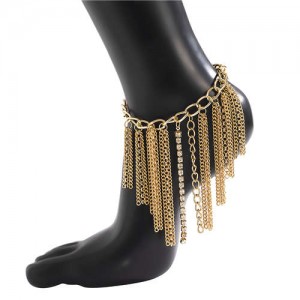 American Fashion Design Alloy Chains Tassel Wholesale Anklet - Golden
