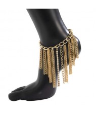 American Fashion Design Alloy Chains Tassel Wholesale Anklet - Golden