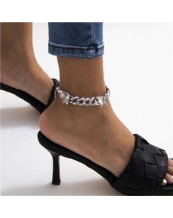 Bling Rhinestone Inserted Butterflies U.S. Fashion Women Wholesale Anklet - Silver