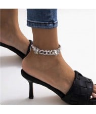 Bling Rhinestone Inserted Butterflies U.S. Fashion Women Wholesale Anklet - Silver